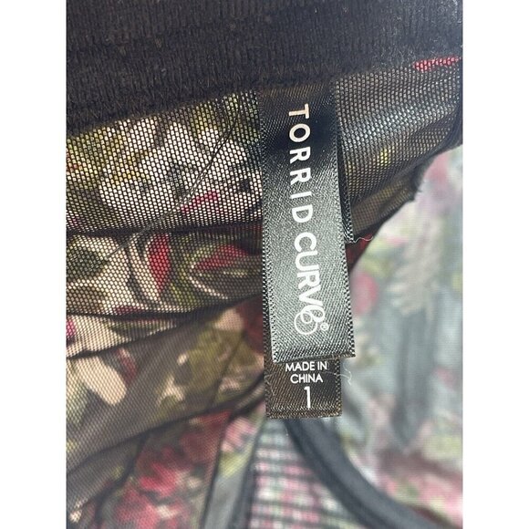 Torrid Curve Bralette Bra Women's Sz 1 Black Red Floral Underwired Unlined Bows - Picture 4 of 6